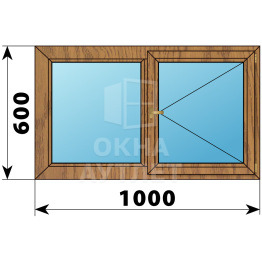 Двухстворчатое деревянное окно из лиственницы Г-П 1000×600 ОА-34781