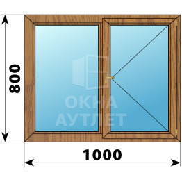 Двухстворчатое деревянное окно из лиственницы Г-П 1000×800 ОА-35015