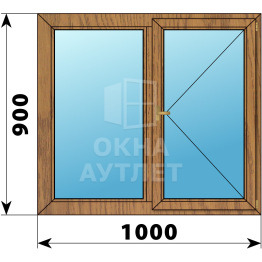 Двухстворчатое деревянное окно из лиственницы Г-П 1000×900 ОА-35135