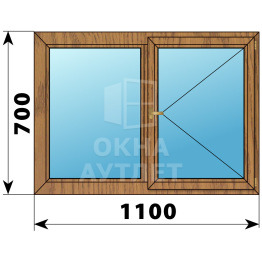 Двухстворчатое деревянное окно из лиственницы Г-П 1100×700 ОА-34976