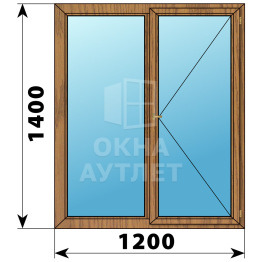 Двухстворчатое деревянное окно из лиственницы Г-П 1200×1400 ОА-36224