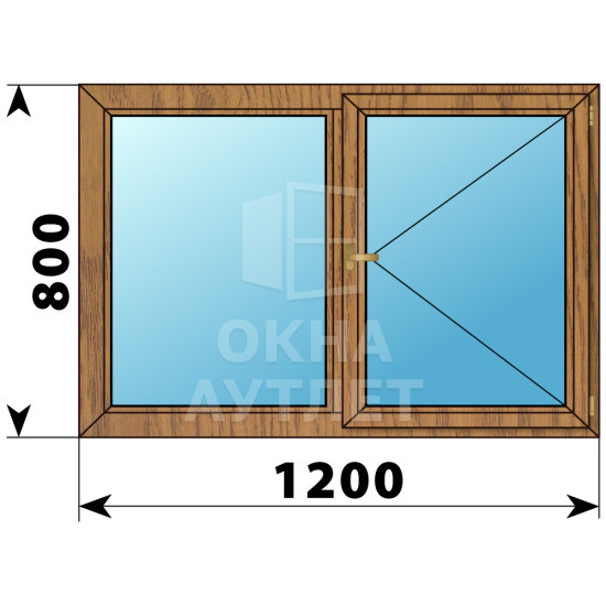 Двухстворчатое деревянное окно из лиственницы Г-П 1200×800 ОА-35216