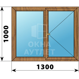 Двухстворчатое деревянное окно из лиственницы Г-П 1300×1000 ОА-35702