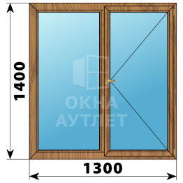 Двухстворчатое деревянное окно из лиственницы Г-П 1300×1400 ОА-36389