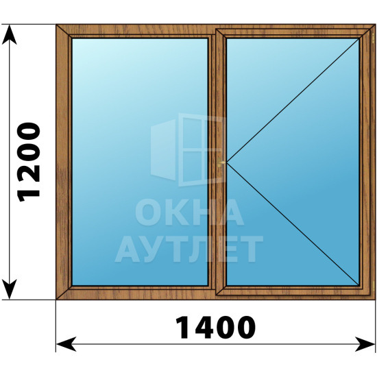 Двухстворчатое деревянное окно из лиственницы Г-П 1400×1200 ОА-36227