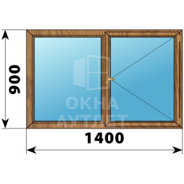 Двухстворчатое деревянное окно из лиственницы Г-П 1400×900 ОА-35645