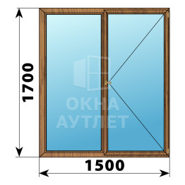 Двухстворчатое деревянное окно из лиственницы Г-П 1500×1700 ОА-37082