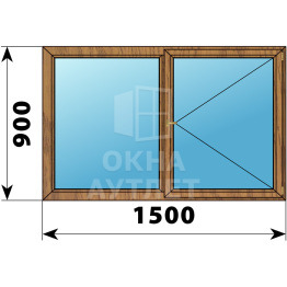 Двухстворчатое деревянное окно из лиственницы Г-П 1500×900 ОА-35765