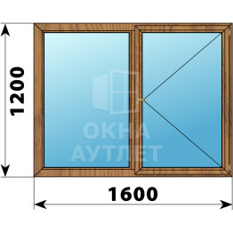 Двухстворчатое деревянное окно из лиственницы Г-П 1600×1200 ОА-36503
