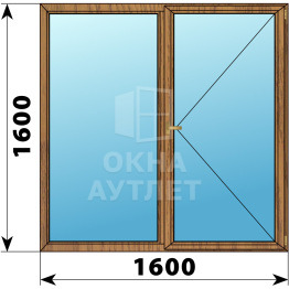 Двухстворчатое деревянное окно из лиственницы Г-П 1600×1600 ОА-37094