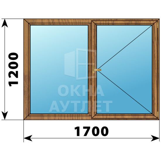 Двухстворчатое деревянное окно из лиственницы Г-П 1700×1200 ОА-36623
