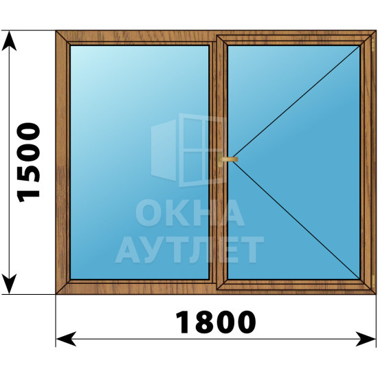 Двухстворчатое деревянное окно из лиственницы Г-П 1800×1500 ОА-37172