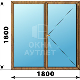 Двухстворчатое деревянное окно из лиственницы Г-П 1800×1800 ОА-37466