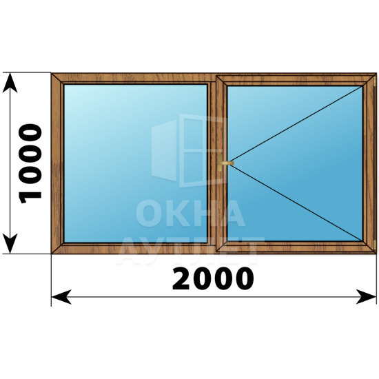 Двухстворчатое деревянное окно из лиственницы Г-П 2000×1000 ОА-36590