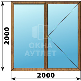 Двухстворчатое деревянное окно из лиственницы Г-П 2000×2000 ОА-37724