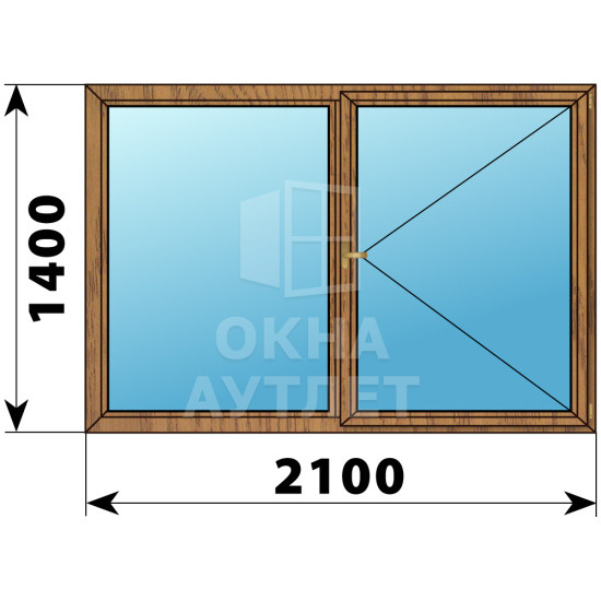 Двухстворчатое деревянное окно из лиственницы Г-П 2100×1400 ОА-37310