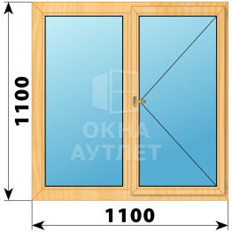 Двухстворчатое деревянное окно из сосны Г-П 1100×1100 ОА-35072