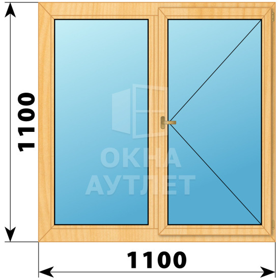 Двухстворчатое деревянное окно из сосны Г-П 1100×1100 ОА-35072