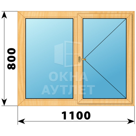 Двухстворчатое деревянное окно из сосны Г-П 1100×800 ОА-34802