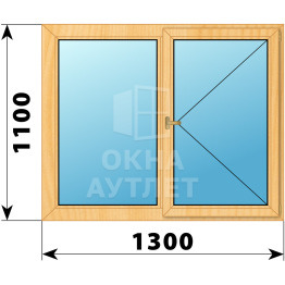 Двухстворчатое деревянное окно из сосны Г-П 1300×1100 ОА-35306