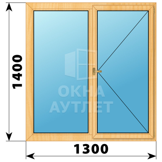 Двухстворчатое деревянное окно из сосны Г-П 1300×1400 ОА-35699