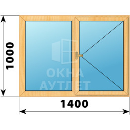 Двухстворчатое деревянное окно из сосны Г-П 1400×1000 ОА-35282