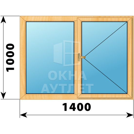 Двухстворчатое деревянное окно из сосны Г-П 1400×1000 ОА-35282