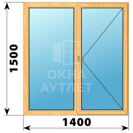 Двухстворчатое деревянное окно из сосны Г-П 1400×1500 ОА-35954