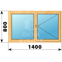Двухстворчатое деревянное окно из сосны Г-П 1400×800 ОА-35012