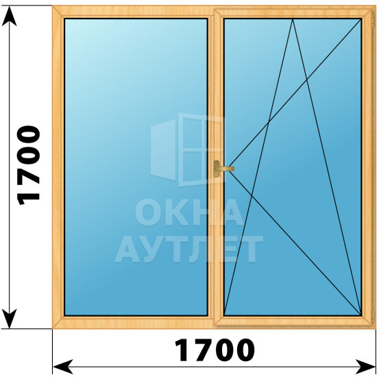 Двухстворчатое деревянное окно из сосны Г-П 1700×1700 ОА-36644