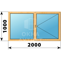 Двухстворчатое деревянное окно из сосны Г-П 2000×1000 ОА-35870