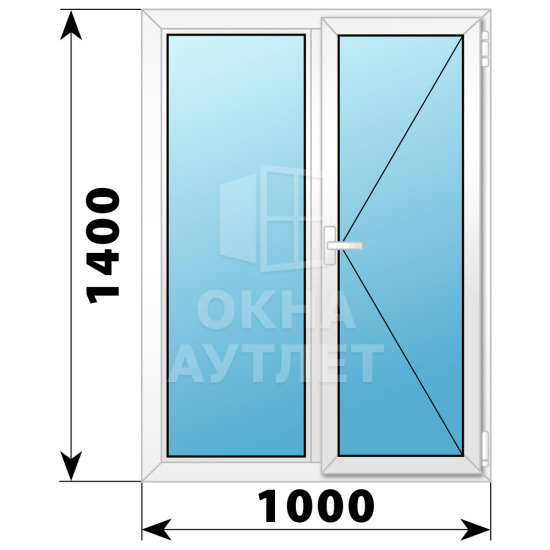 Двухстворчатое поворотно-откидное пластиковое окно Г-П 1000×1400 ОА-34050