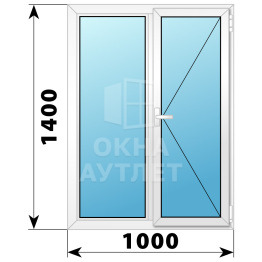Двухстворчатое поворотно-откидное пластиковое окно Г-П 1000×1400 ОА-34050