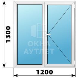 Двухстворчатое поворотное пластиковое окно Г-П 1200×1300 ОА-32550