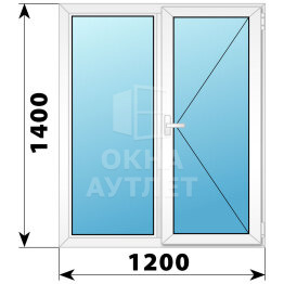Двухстворчатое поворотное пластиковое окно Г-П 1200×1400 ОА-32610