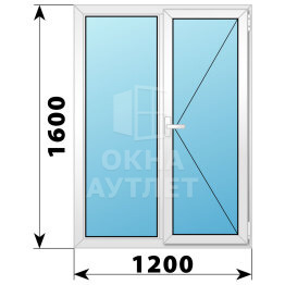 Двухстворчатое поворотное пластиковое окно Г-П 1200×1600 ОА-32709