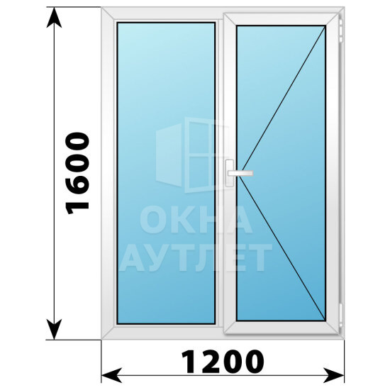 Двухстворчатое поворотное пластиковое окно Г-П 1200×1600 ОА-32709