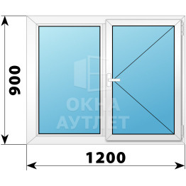 Двухстворчатое поворотно-откидное пластиковое окно Г-П 1200×900 ОА-33969