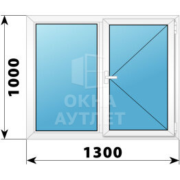 Двухстворчатое поворотно-откидное пластиковое окно Г-П 1300×1000 ОА-34026