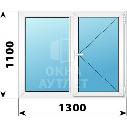 Двухстворчатое поворотно-откидное пластиковое окно Г-П 1300×1100 ОА-34068
