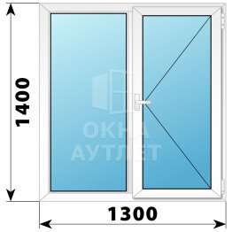 Двухстворчатое поворотно-откидное пластиковое окно Г-П 1300×1400 ОА-34151