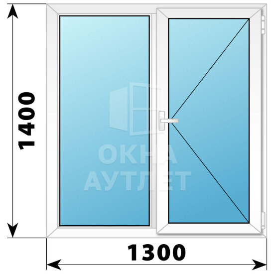 Двухстворчатое поворотное пластиковое окно Г-П 1300×1400 ОА-32673