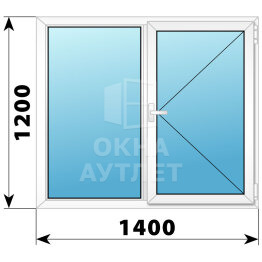 Двухстворчатое поворотное пластиковое окно Г-П 1400×1200 ОА-32613
