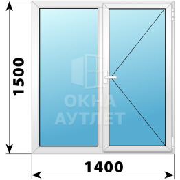 Двухстворчатое поворотно-откидное пластиковое окно Г-П 1400×1500 ОА-34220