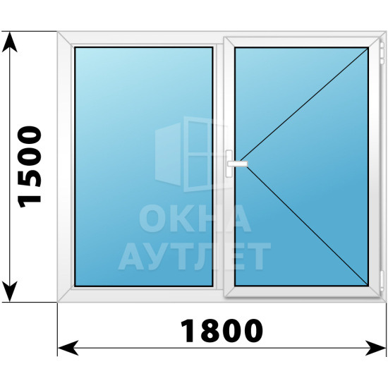 Двухстворчатое поворотно-откидное пластиковое окно Г-П 1500×1800 ОА-34325