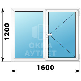 Двухстворчатое поворотное пластиковое окно Г-П 1600×1200 ОА-32712
