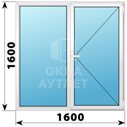 Двухстворчатое поворотно-откидное пластиковое окно Г-П 1600×1600 ОА-34295