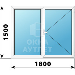 Двухстворчатое поворотно-откидное пластиковое окно Г-П 1800×1500 ОА-34328