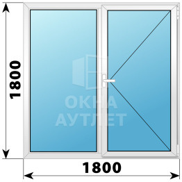 Двухстворчатое поворотно-откидное пластиковое окно Г-П 1800×1800 ОА-34448
