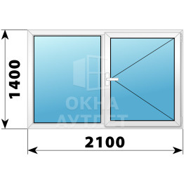 Двухстворчатое поворотно-откидное пластиковое окно Г-П 2100×1400 ОА-34373